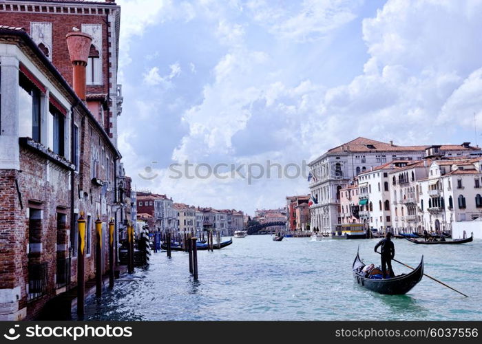 venice, beautiful romantic italian city on sea with great canal and gondolas