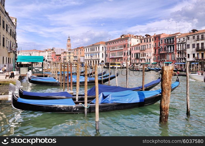 venice, beautiful romantic italian city on sea with great canal and gondolas