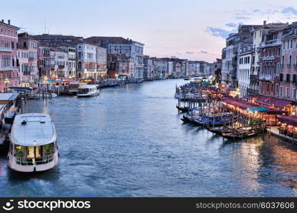 venice, beautiful romantic italian city on sea with great canal and gondolas