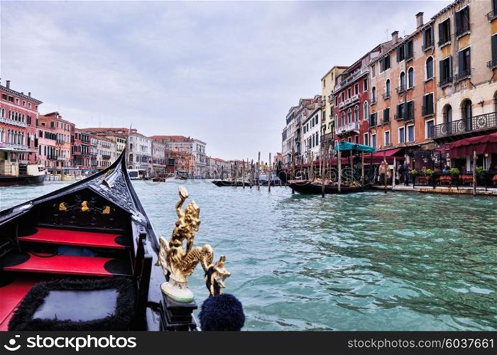 venice, beautiful romantic italian city on sea with great canal and gondolas