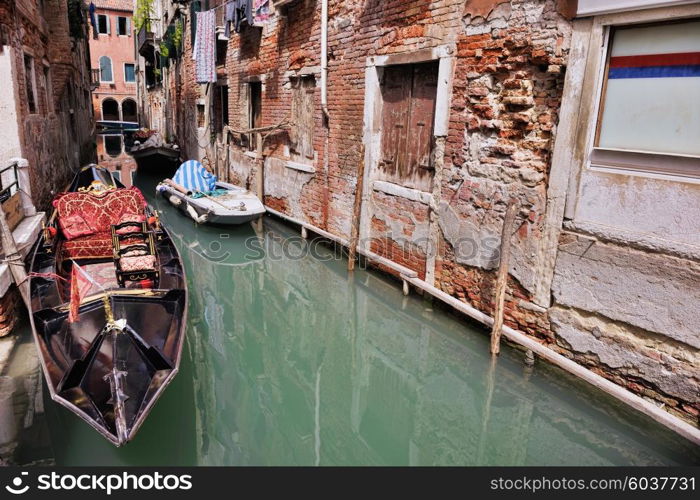 venice, beautiful romantic italian city on sea with great canal and gondolas