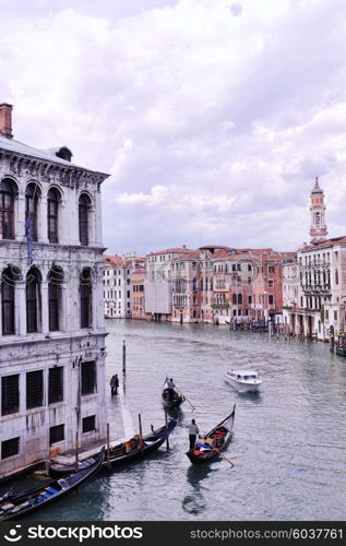 venice, beautiful romantic italian city on sea with great canal and gondolas