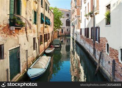 Venice canal scene. Beautiful Venice cityscape. Famous Venice scene. Colorful Venice. Venice view.. Venice canal scene in Italy