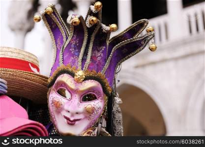 Venice carnival mask object on street