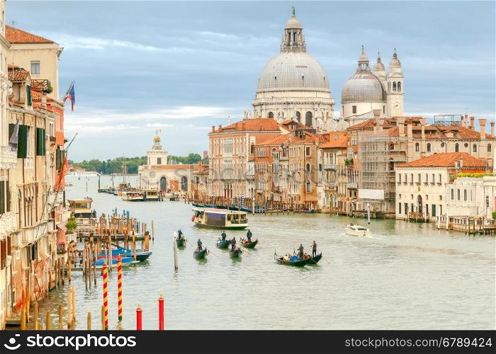 Venice. Grand Canal.. View of the Grand Canal from the Bridge Academy. Venice. Italy.