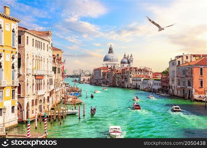Venice Grand Canal, view of the Lagoon near Santa Maria della Salute, Italy.. Venice Grand Canal, view of the Lagoon near Santa Maria della Salute, Italy