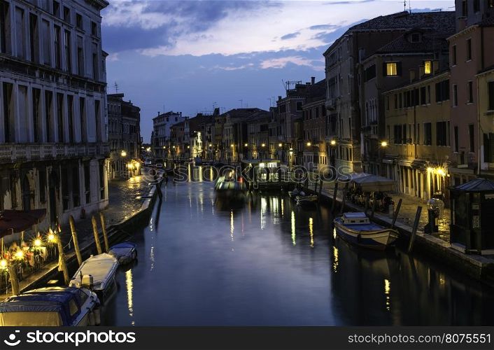 Venice in the night. Canale grande landscape