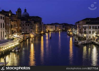 Venice in the night. Canale grande landscape