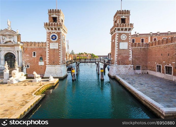 Venice, Italy - Arsenale main entrance with Canal