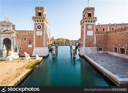 Venice, Italy - Arsenale main entrance with Canal
