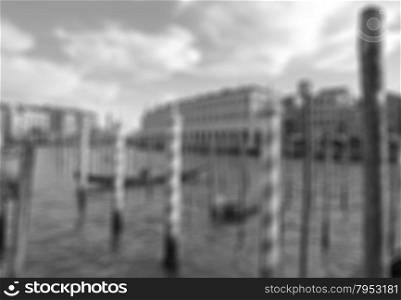 VENICE, ITALY. Beautiful view of famous Grand canal with venetian gondolas.In black and white toned. Retro style. In blur style