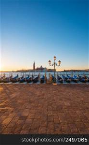Venice Italy gondolas at sunrise