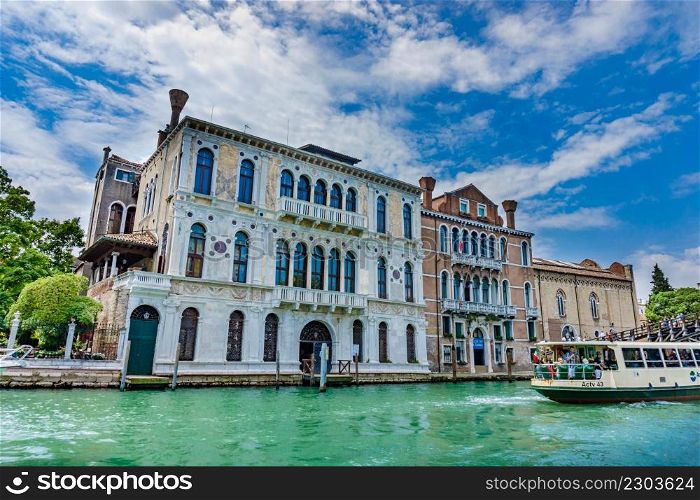 Venice, Italy - June 01, 2014 - Historic buildings along the canal in Venice