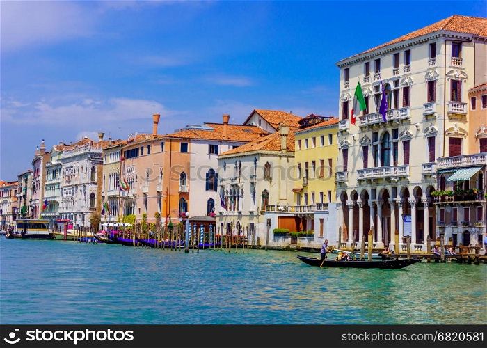 VENICE, ITALY - June 01, 2014.View of water street and old buildings in Venice. Canal in Venice, Italy. Architecture and landmarks of Venice