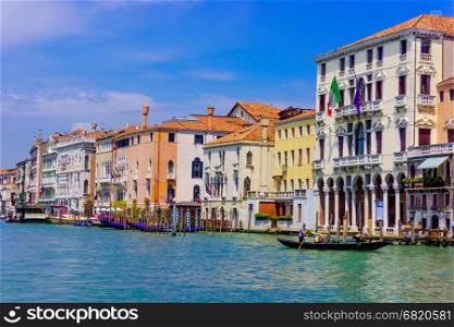 VENICE, ITALY - June 01, 2014.View of water street and old buildings in Venice. Canal in Venice, Italy. Architecture and landmarks of Venice