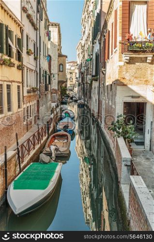 VENICE, ITALY - JUNE 26, 2014: Canal in Venice Italy