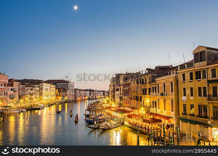 VENICE, ITALY - JUNE 30: View from Rialto bridge on June 30, 2012 in Venice, Italy. Rialto is the biggest bridge in Venice