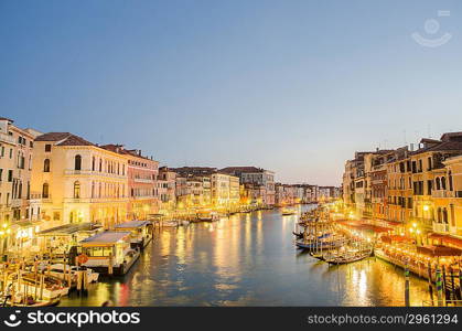 VENICE, ITALY - JUNE 30: View from Rialto bridge on June 30, 2012 in Venice, Italy. Rialto is the biggest bridge in Venice