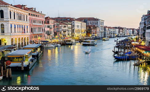 VENICE, ITALY - JUNE 30: View from Rialto bridge on June 30, 2012 in Venice, Italy. Rialto is the biggest bridge in Venice