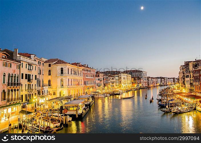 VENICE, ITALY - JUNE 30: View from Rialto bridge on June 30, 2012 in Venice, Italy. Rialto is the biggest bridge in Venice