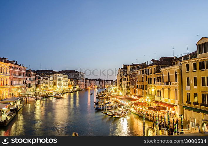 VENICE, ITALY - JUNE 30: View from Rialto bridge on June 30, 2012 in Venice, Italy. Rialto is the biggest bridge in Venice