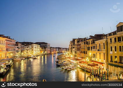 VENICE, ITALY - JUNE 30: View from Rialto bridge on June 30, 2012 in Venice, Italy. Rialto is the biggest bridge in Venice