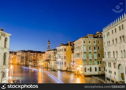 VENICE, ITALY - JUNE 30: View from Rialto bridge on June 30, 2012 in Venice, Italy. Rialto is the biggest bridge in Venice