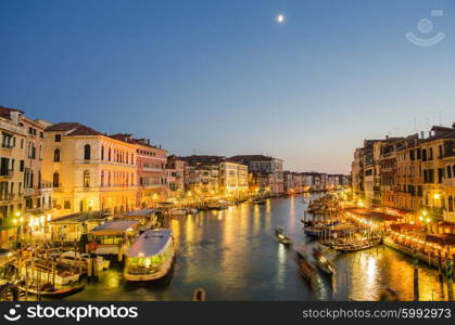 VENICE, ITALY - JUNE 30: View from Rialto bridge on June 30, 2012 in Venice, Italy. Rialto is the biggest bridge in Venice