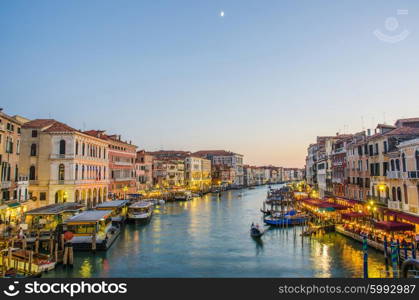 VENICE, ITALY - JUNE 30: View from Rialto bridge on June 30, 2012 in Venice, Italy. Rialto is the biggest bridge in Venice