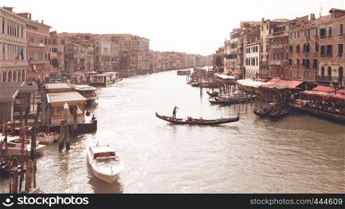 VENICE, ITALY - SEPTEMBER 28, 2016: view of the Grand Canal in Venice. VENICE, ITALY, September 28, 2017