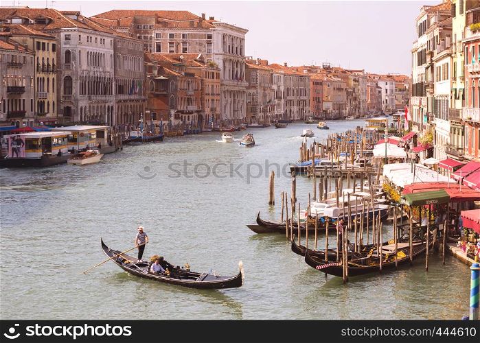 VENICE, ITALY - SEPTEMBER 28, 2016: view of the Grand Canal in Venice. VENICE, ITALY, September 28, 2016