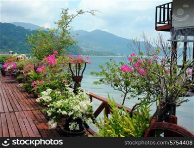 Veranda in the fishing village of Bang Bao tropical island of Koh Chang