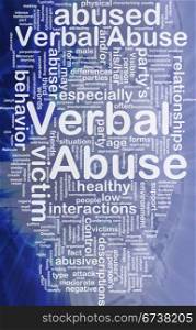 Verbal abuse background concept. Background concept wordcloud illustration of verbal abuse international