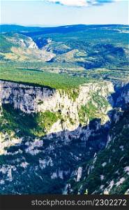 Verdon Gorge in Provence France. Mountain landscape. View from Belvedere de la Dent d&rsquo;Aire viewing point.. Mountain view. Verdon Gorge in Provence France.