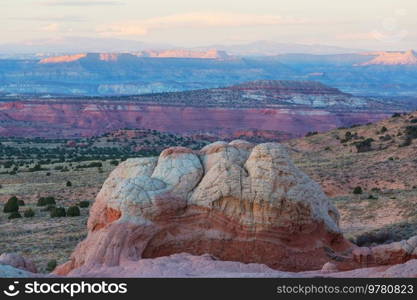 Vermilion Cliffs National Monument. Landscapes at sunrise. Unusual mountains landscape. Beautiful natural background.