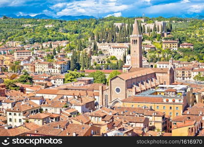 Verona Basilica di Santa Anastasia and Castel San Pietro view, Veneto region of Italy 