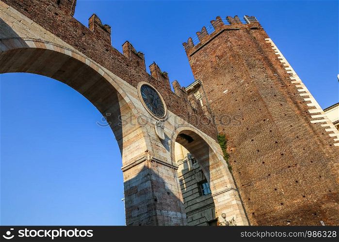 Verona (Italy) - detail of the Bra gates, Verona gate built along the medieval walls