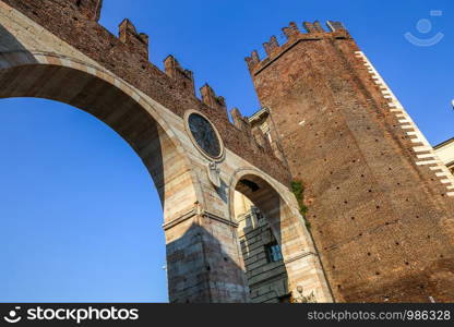 Verona (Italy) - detail of the Bra gates, Verona gate built along the medieval walls