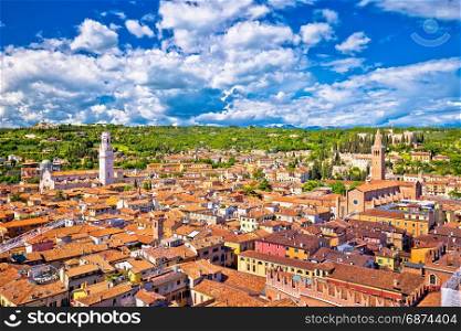 Verona rooftops and cityscape aerial view, Veneto region of Italy