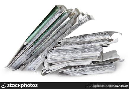 Vertical And Horizontal Stacks Of Files Isolated On White Background