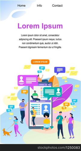 Vertical Banner with Copy Space. Worldwide People Communication. Social Network, Smart Technology, Global Internet Connection Concept. Modern Infographics. Creative Cartoon Flat Vector Illustration. Worldwide People Communication. Social Network