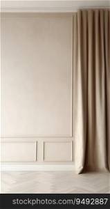 Vertical Elegant neutral beige empty room design interior white