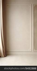 Vertical Elegant neutral beige empty room design interior white
