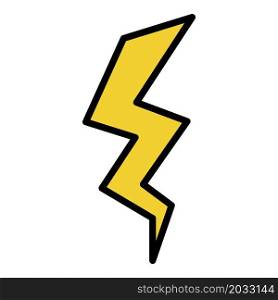 Vertical lightning icon. Outline vertical lightning vector icon color flat isolated. Vertical lightning icon color outline vector