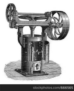 Vertical mixer semi-soft ground, vintage engraved illustration. Industrial encyclopedia E.-O. Lami - 1875.