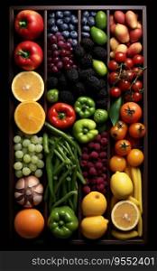 Vertical Orientation Ocean Fruit Box with Assorted Fruits and Vegetables