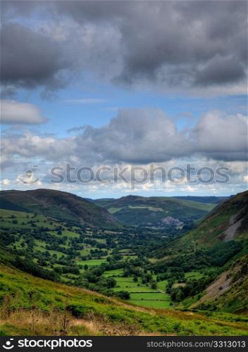 Vertical overview of a typical valley in north wales