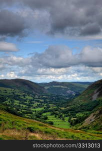 Vertical overview of a typical valley in north wales