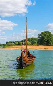 Vertical Photo Viking boat on the water