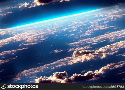 Vertical shot of a earth with peaceful clouds from space 3d illustrated